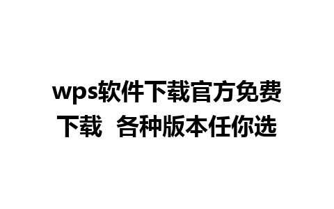 wps软件下载官方免费下载  各种版本任你选