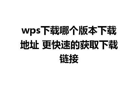 wps下载哪个版本下载地址 更快速的获取下载链接