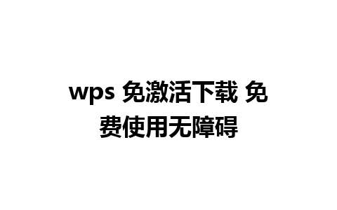 wps 免激活下载 免费使用无障碍