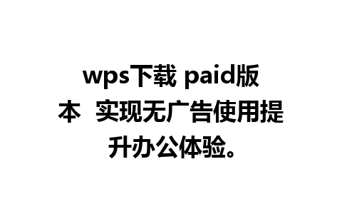 wps下载 paid版本  实现无广告使用提升办公体验。