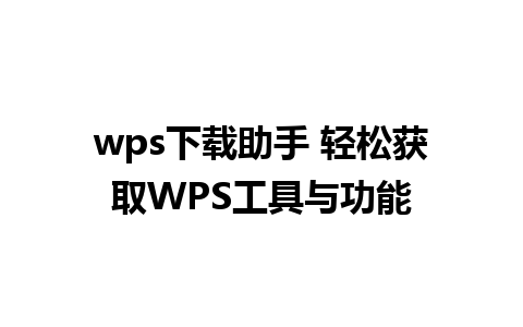 wps下载助手 轻松获取WPS工具与功能