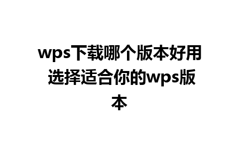 wps下载哪个版本好用 选择适合你的wps版本