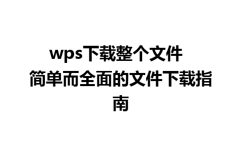 wps下载整个文件  简单而全面的文件下载指南