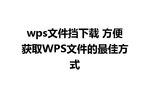 wps文件挡下载 方便获取WPS文件的最佳方式