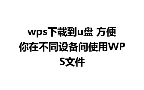 wps下载到u盘 方便你在不同设备间使用WPS文件