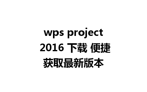 wps project 2016 下载 便捷获取最新版本