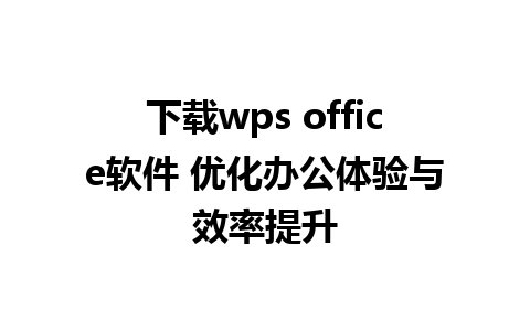 下载wps office软件 优化办公体验与效率提升