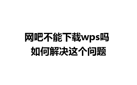 网吧不能下载wps吗 如何解决这个问题