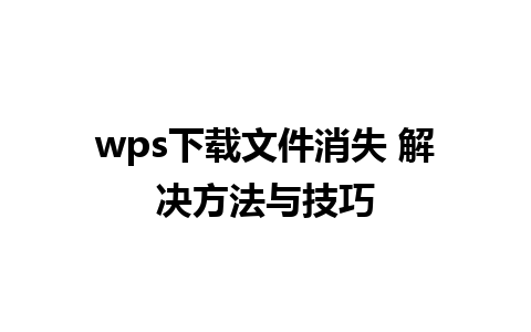 wps下载文件消失 解决方法与技巧