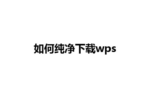 如何纯净下载wps