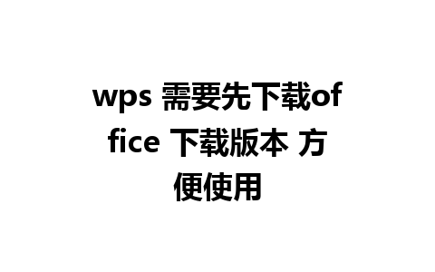 wps 需要先下载office 下载版本 方便使用