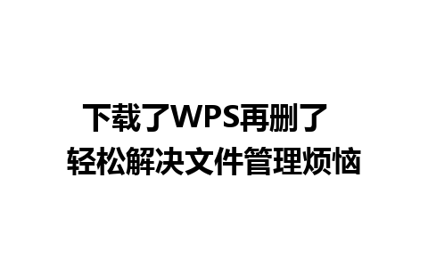 下载了WPS再删了  轻松解决文件管理烦恼