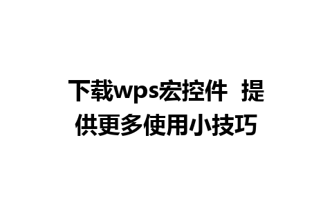 下载wps宏控件  提供更多使用小技巧