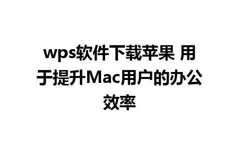 wps软件下载苹果 用于提升Mac用户的办公效率