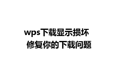 wps下载显示损坏  修复你的下载问题