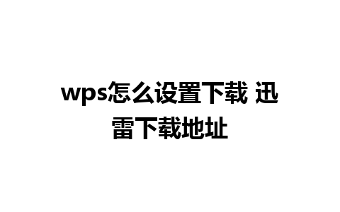 wps怎么设置下载 迅雷下载地址 