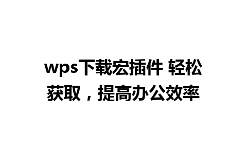 wps下载宏插件 轻松获取，提高办公效率