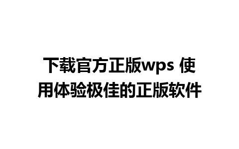 下载官方正版wps 使用体验极佳的正版软件