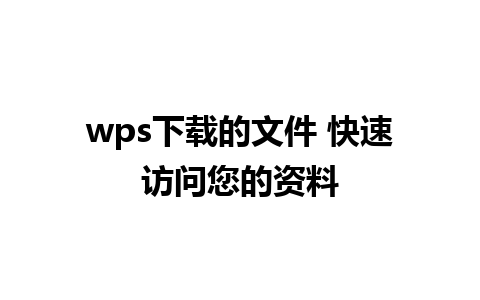 wps下载的文件 快速访问您的资料