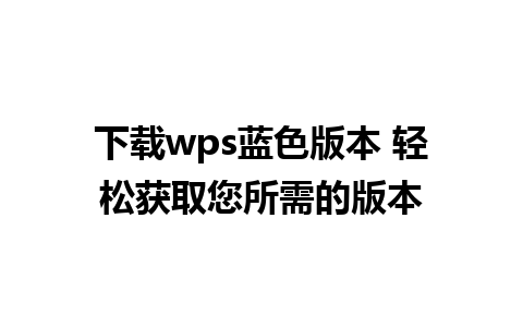 下载wps蓝色版本 轻松获取您所需的版本