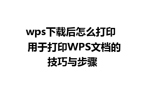 wps下载后怎么打印  用于打印WPS文档的技巧与步骤