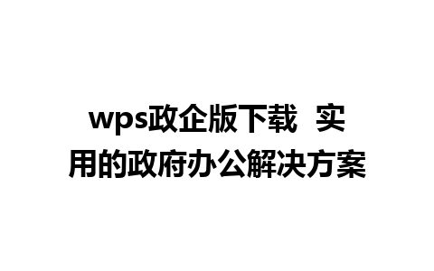 wps政企版下载  实用的政府办公解决方案