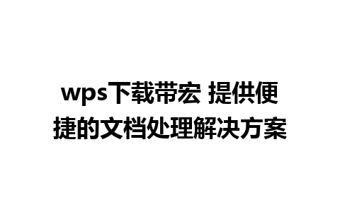 wps下载带宏 提供便捷的文档处理解决方案