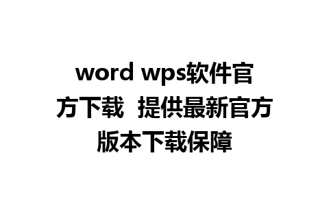 word wps软件官方下载  提供最新官方版本下载保障