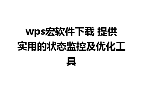 wps宏软件下载 提供实用的状态监控及优化工具