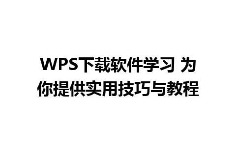 WPS下载软件学习 为你提供实用技巧与教程