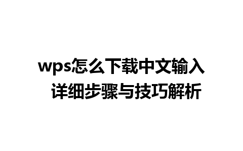 wps怎么下载中文输入  详细步骤与技巧解析