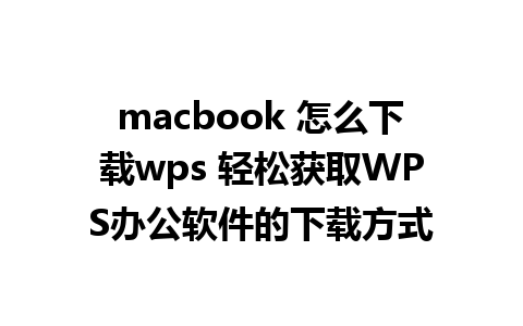 macbook 怎么下载wps 轻松获取WPS办公软件的下载方式