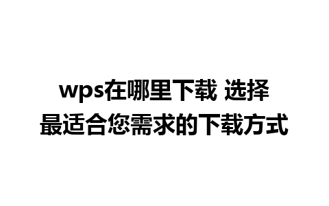 wps在哪里下载 选择最适合您需求的下载方式