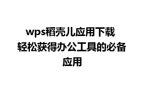 wps稻壳儿应用下载 轻松获得办公工具的必备应用 