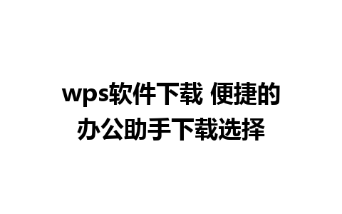 wps软件下载 便捷的办公助手下载选择