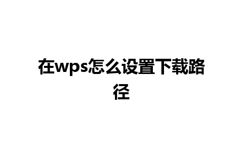 在wps怎么设置下载路径 