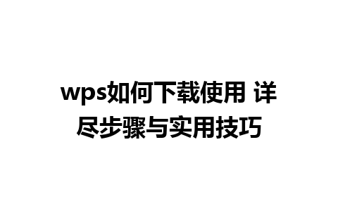 wps如何下载使用 详尽步骤与实用技巧