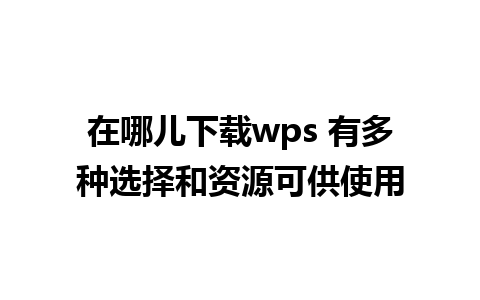 在哪儿下载wps 有多种选择和资源可供使用