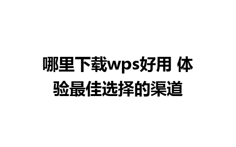 哪里下载wps好用 体验最佳选择的渠道