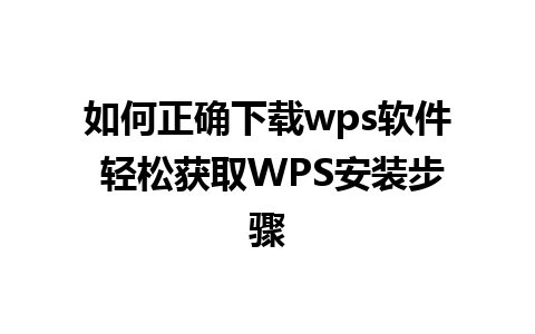 如何正确下载wps软件 轻松获取WPS安装步骤