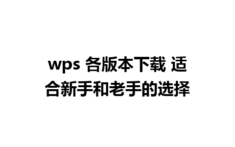 wps 各版本下载 适合新手和老手的选择