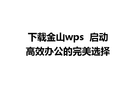 下载金山wps  启动高效办公的完美选择