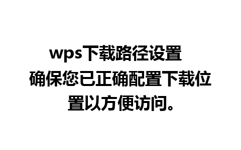 wps下载路径设置  确保您已正确配置下载位置以方便访问。