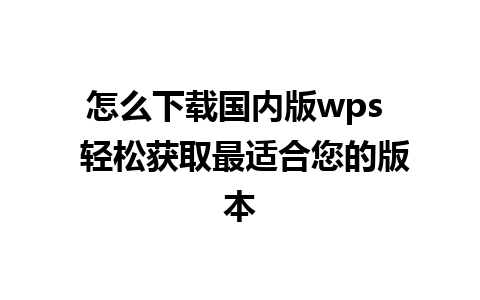 怎么下载国内版wps  轻松获取最适合您的版本