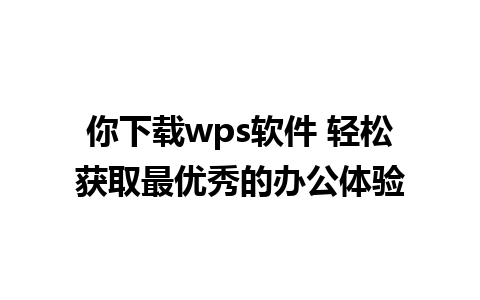 你下载wps软件 轻松获取最优秀的办公体验