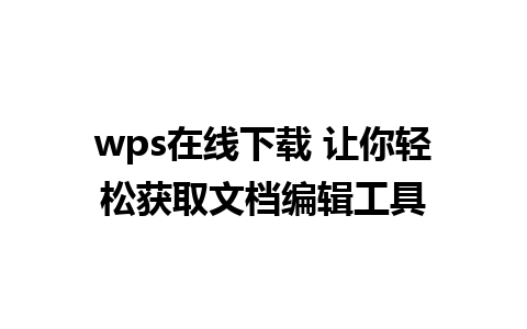 wps在线下载 让你轻松获取文档编辑工具