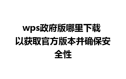 wps政府版哪里下载 以获取官方版本并确保安全性