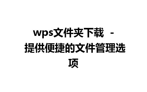 wps文件夹下载  - 提供便捷的文件管理选项