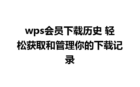 wps会员下载历史 轻松获取和管理你的下载记录