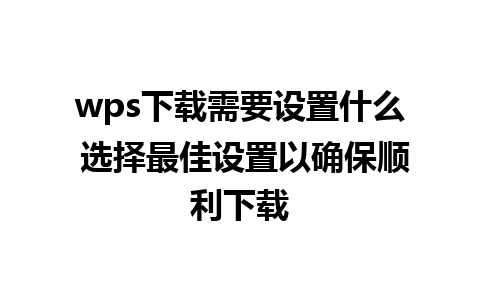 wps下载需要设置什么 选择最佳设置以确保顺利下载